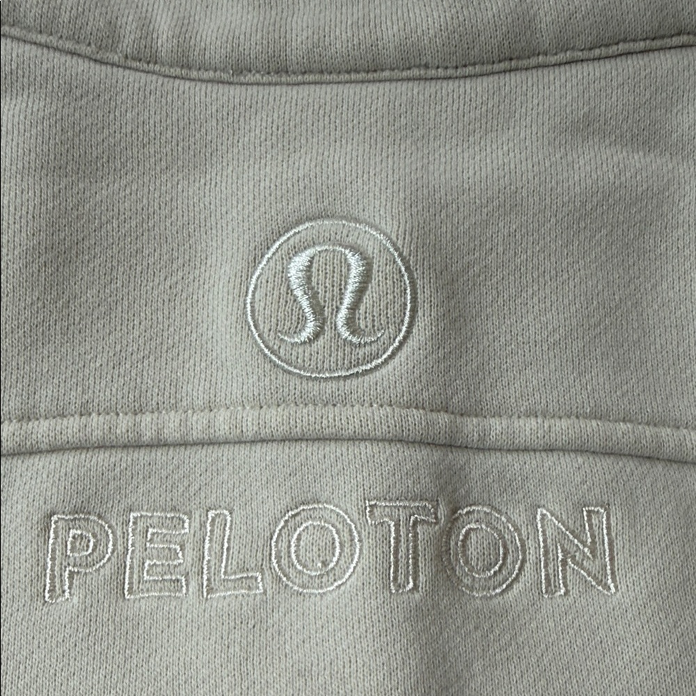 Lululemon x Peloton Scuba Oversized Funnel Neck Half Zip color is Bone size XS/S - Picture 10 of 14